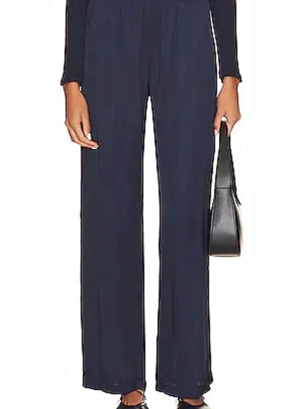 DONNI The Silk Simple Pant Wide Leg Pants in Black